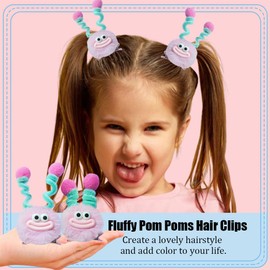 MIUPOO Pinzas Para El Pelo Con Pompones Esponjosos, Accesorios Para El Día Del Pelo Loco Para Niñas, Pasadores De Monstruo Peculiares, Horquillas Para El Pelo Con Forma De Pico De Pato De Peluche, Acc
