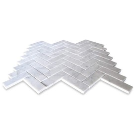 Stone Center Online Carrara White Marble 1x3 Herringbone Mosaic Tile Honed for Kitchen Backsplash Bathroom Flooring Shower Surround Dining Room Entryway Corrido Spa (1 Sheet)