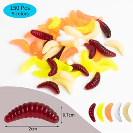 350 Pieces Artificial Bait Worm Earthworms Fishing Bait Box Set, Artificial Bait Worms Fish Trout Bait Rubber Set for Trout, Perch, Pike (150 Maggots + 200 Earthworms)