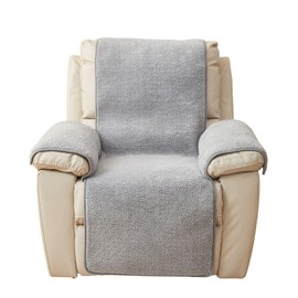 Huierxun Luxury Sherpa Fleece Oversized Recliner Chair Cover Non Slip Fuzzy Fluffy Reclining Couch Cover Soft Comfort Sofa Slipcover Washable Furniture Protector for Kids, Pets (Light Grey, 30'')