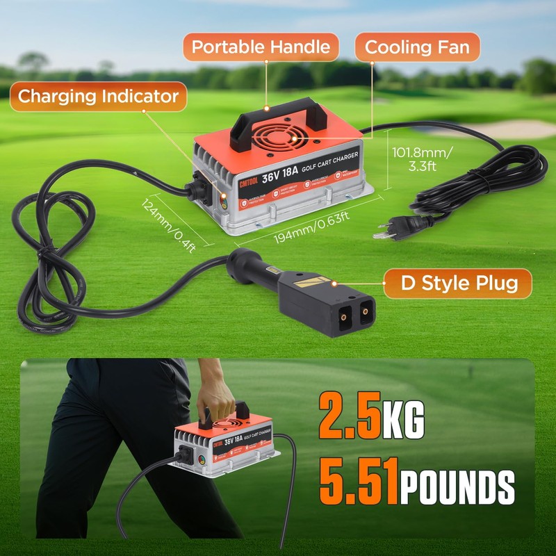 CMTOOL 36 Volt 18AMP Golf Cart Battery Charger for EZGO,