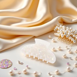 White Acrylic Claw Hair Clip Non Slip Hair Clamp French Style Hair Claw Clip Strong Hold Jaw Clip Large Fashion Hair Clip Hair Styling Accessories for Women Girls