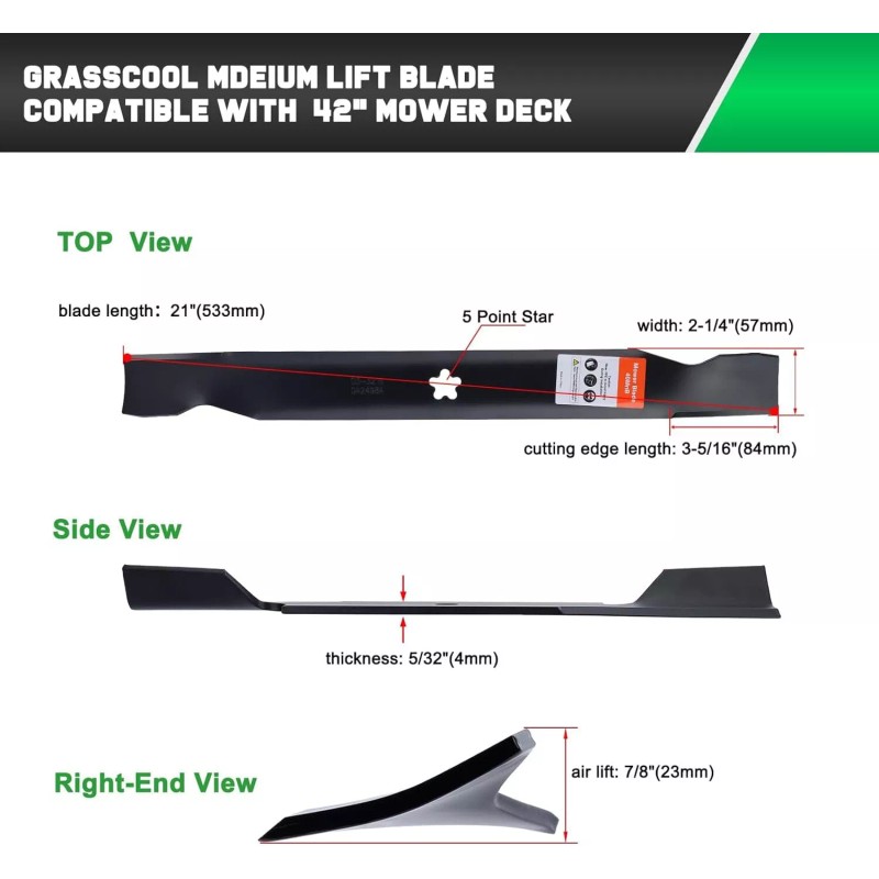 Grasscool 42 Inch Mower Blades for Craftsman LT1000 LT2000 T110