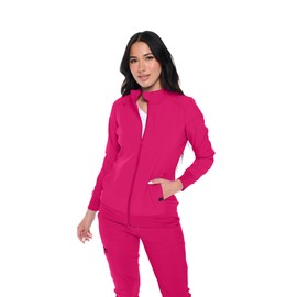 Monarch Uniforms Womens Scrub Jacket Zippered Warm-up Jacket Hot Pink