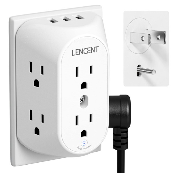 LENCENT LENCENT 2 Prong Power Strip, 2 Prong to 3