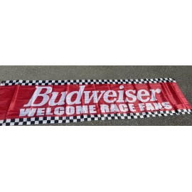 Budweiser Racing  Welcome Race Fans Banner 2 Ft By 8ft