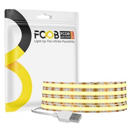 FCOB COB - Tira de LED flexible de alta densidad de 6.56 pies, 640 LED, 8 mm, sintonizable, blanco frío, 6000 K, CRI, 90+ 5 V, USB, regulable, deformable, cinta de luz LED para debajo del gabinete, recámara, cocina, decoración interior