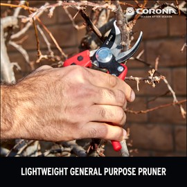 Corona BP 4180 Non-Stick Steel Angled Bypass Hand Pruner-5/8 Inch Cut Capacity Stem and Branch Garden Shears, Red