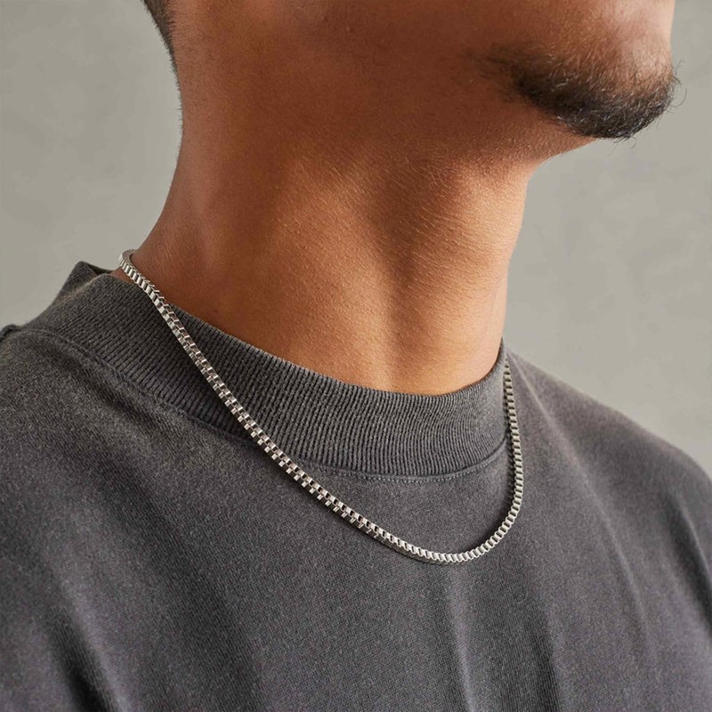 Stainless Steel Solid Box Chain 4mm 6mm Wide 20 Inch