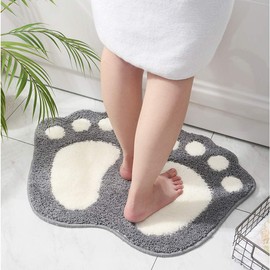 ele ELEOPTION Non Slip Bath Mat, Fast Dry Bathroom kitchen Mats Lovely Feet Patterned Soft Comfortable Water Absorbent Stylish Non-Slip Backing for Bedroom, Kitchen, Hallway, Doorway, 60x40CM, Gray