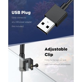 Pawfly 6 W Saltwater Aquarium Light for 3.8-11.4 L Fish Tanks Clip On LED Reef Light for Corals Dimmable LED Aquarium Light USB Moving Marine Fish Tank Light with Timer (Adapter Not Included)