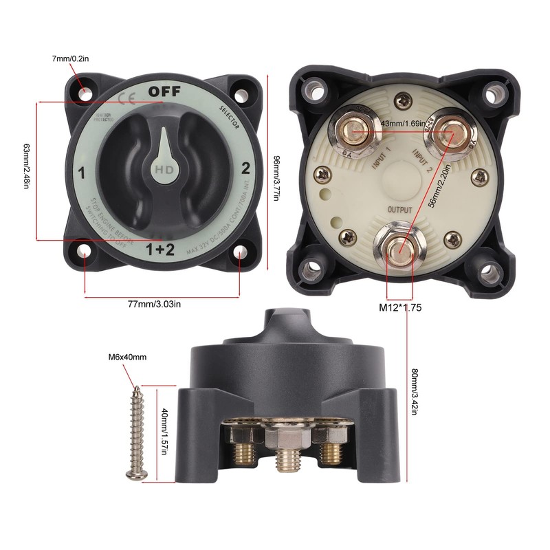 CYSFETENA 500A Battery Disconnect Switch, HD-Series Heavy Duty ON/OFF Power