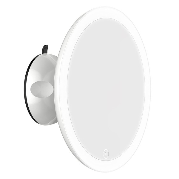 TOUCHBeauty 7X Magnifying Rechargeable Lighted Makeup Mirror with Stronger Locking Suction, 21 LED 6.7" Round Mirror, Magnetic 360 Rotation, Good for Hand, Tabletop, Bathroom, Traveling