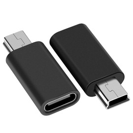 USB C to Mini USB Adapter, 2 Pack, Leizhan USB-C Female to Mini USB 2.0 Male Adapter, Compatible with Laptops/Tablets, MP3 Players, Digital Cameras etc, Black