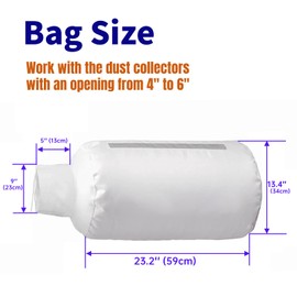 30 Micron Dust Collector Bag with Clamp, 4'' Universal Vacuum Filter Bag for Table Saw, Planer, Woodworking Tools - Fits DEWALT DW735, DW734, Grizzly, Delta, Shop Fox, Rockler & Most Dust Collectors