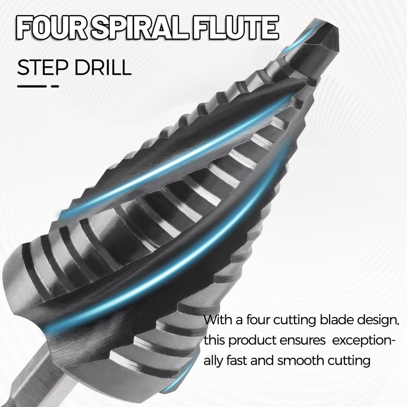 Cobalt M35 Step Drill Bit, TiAlN Coating 4 Spiral Flute