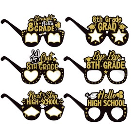 Aisosiks 8TH Grade Graduation Paper Glasses, 8TH Grade Graduation Decorations 2025, Boys Girls Eighth Grade Graduation Party Supplies 2025, 8TH Grade Graduation Party Decorations - 24 Packs