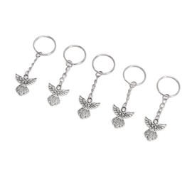 Guardian Angel Keychains, 50pcs Angel Pendant Keychain Zinc Alloy Silver Vintage Angel Wings Pendant Keychain Guardian Angel Key Ring for DIY Wedding Birthday Party Jewelry Necklace Crafting