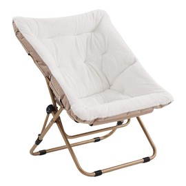 Tiita Comfy Saucer Chair, Soft Faux Fur Oversized Folding Accent Chair, Lounge Lazy Chair for Kids Teens Adults, Metal Frame Moon Chair for Bedroom, Living Room, Dorm Rooms