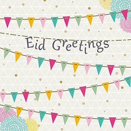 Eid Mubarak Cards, Islamic Cards, Muslim Cards, Eid Greetings Cards - Bunting Design