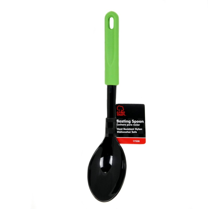 Chef Craft Basic Nylon Basting Spoon, 11.5 inch, Green/Black