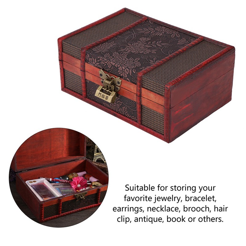 Classical Wooden Jewelry Storage Box Chest Case Holder Organizer with