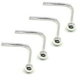 Marie-France 4 X Sterling Silver 1.5mm Ball L Shape Nose Studs