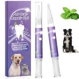 Cepillo de Dientes con Gel Integrado para Perros y Gatos, Kit 2 Piezas Cerdas Suaves, Limpieza Dental Profunda y Aliento Fresco para Todas las Razas