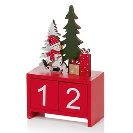 Premier Wooden Christmas Childrens Advent Countdown Calendar Snowman Design 15cm Tall Red