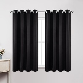 Joydeco Blackout Curtains 63 Inch Length 2 Panels Set, Thermal Insulated Long Curtains& Drapes 2 Burg, Room Darkening Grommet Drapes for Living Room Bedroom Window (W52 x L63 Inch, Black)
