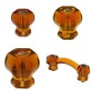 Furniture Knowledge AMBER Glass Handle Hexagonal posts orange yellow flame