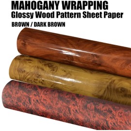 JNK NETWORKS Mahogany Vinyl Wrap -Self Adhesive Film 12 x 60 Inch Glossy Wood Grain Decal Sticker Car Interior Decorative Paper Stretchable DIY Peel and Stick (Chocolate Brown)