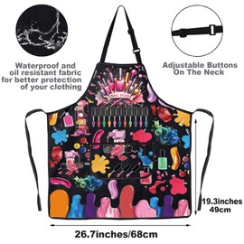 JNIAP Nail Tech Apron With Pockets Nail Artist Gifts Nail Manicurist Apron (many nailoil ap)