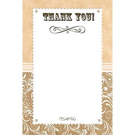 30 Brown Burlap Design Blank Thank You Cards Bridal Wedding Shower Birthday Party + 30 White Envelopes