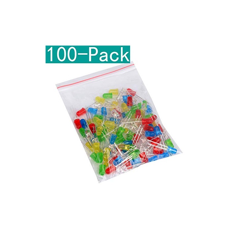 Youmile 100-Pack LED Round Red Yellow Green Blue White Light