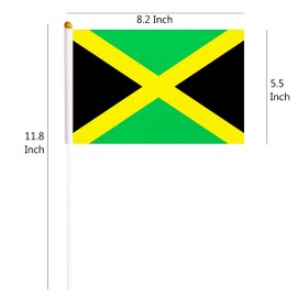 25 Pack Jamaica Small Flag, Hand Held Jamaican Stick Flag National Country Flag, Party Decorations, Supplies For Parades, Festival Events, International Festival, Celebration (Jamaica)