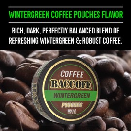 10 Cans, BaccOff Wintergreen Coffee Pouches, 50 MG of Caffeine Per Serving, Wintergreen and Robust Coffee Flavors, 16 Pouches Per Can
