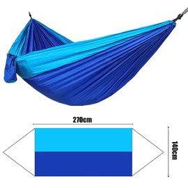 tooloflife Camping Hammock Set, 270 x 140 cm, Nylon, Lightweight, Parachute, Portable, with Straps, Blue and Grey