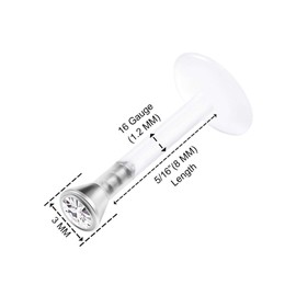 KJM Fashion Bioflex Labret Earrings 1.2 mm 16 g Transparent Pack of 2, Acrylic