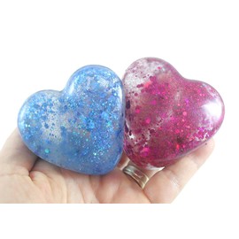 Set of 2 Random Heart Shaped Sugar Balls - Syrup Molasses Thick Glue/Gel Ball - Ultra Squishy Slow Rise Relaxing Sensory Fidget Stress Toy Valenines Day Love (Set of 2 Random Color Hearts)