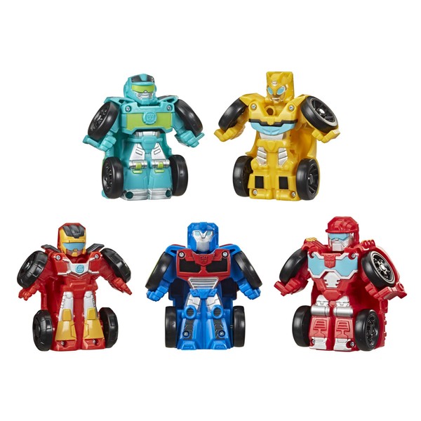 Transformers Playskool Heroes Rescue Bots Academy Mini Bot Racers Converting Robot Toy 5-Pack, 2-Inch Collectible Toy Car for Kids Ages 3 and Up