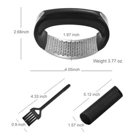 Maven Gifts Garlic Press Rocker, Stainless Steel Garlic Mincer Tool, Easy-Squeeze Garlic Tool with Peeler and Cleaning Brush for Smashing Garlic