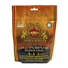 Royal Gold Crown Jewels Organic All Purpose 5-5-5 Dry Soluble Fertilizer, 1 lb - Excellent for Pre-Amending Soils, Top-Dress Applications, in Composts and Nutrient Teas