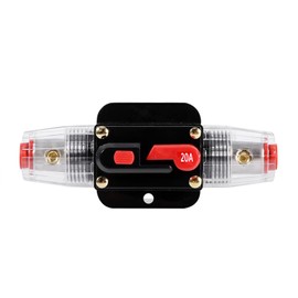 Car Fuse Holder Automatic Fuse Holder 12V-24V DC Inline Car Circuit Breaker Fuse Car Manual Reset Switch Car Circuit Breaker for Car Audio Solar Inverter System Protection (20A)