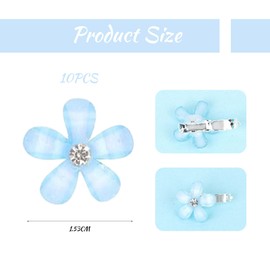 Mezrkuwr 10 Stück blau Mini Blumen Haarspangen mit Strass, niedliche Haarspangen, Blumen Haarnadeln, dekorative Haarspangen, Hochzeit-Haarspangen, Blumen-Haar-Accessoires