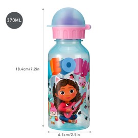 Gabby's Dollhouse 370ml Water Bottle for Kids School Nursery Travel Drinks Bottle Made of Durable Material Reusable BPA Free