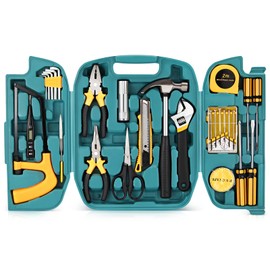 27pcs General Household Tool Kit Set, Home Repair and Mechanics Hand Tool Kit with Storage Case Ideal for Men and Women in Garage, Office, or College Dorm