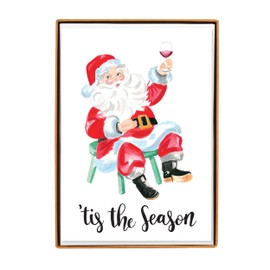 Graphique Santa Wine Holiday Petite Boxed Cards – 15 Cards Embellished with Red Glitter, Includes Matching Envelopes and Storage Box, Cards Measure 3.25” x 4.75” (BXP438)