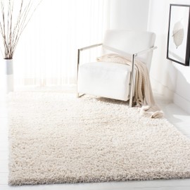 SAFAVIEH August Shag Collection Area Rug - 5'3" x 7'6", Ivory, Solid Design, Non-Shedding & Easy Care, 1.5-inch Thick Ideal for High Traffic Areas in Living Room, Bedroom (AUG200C)
