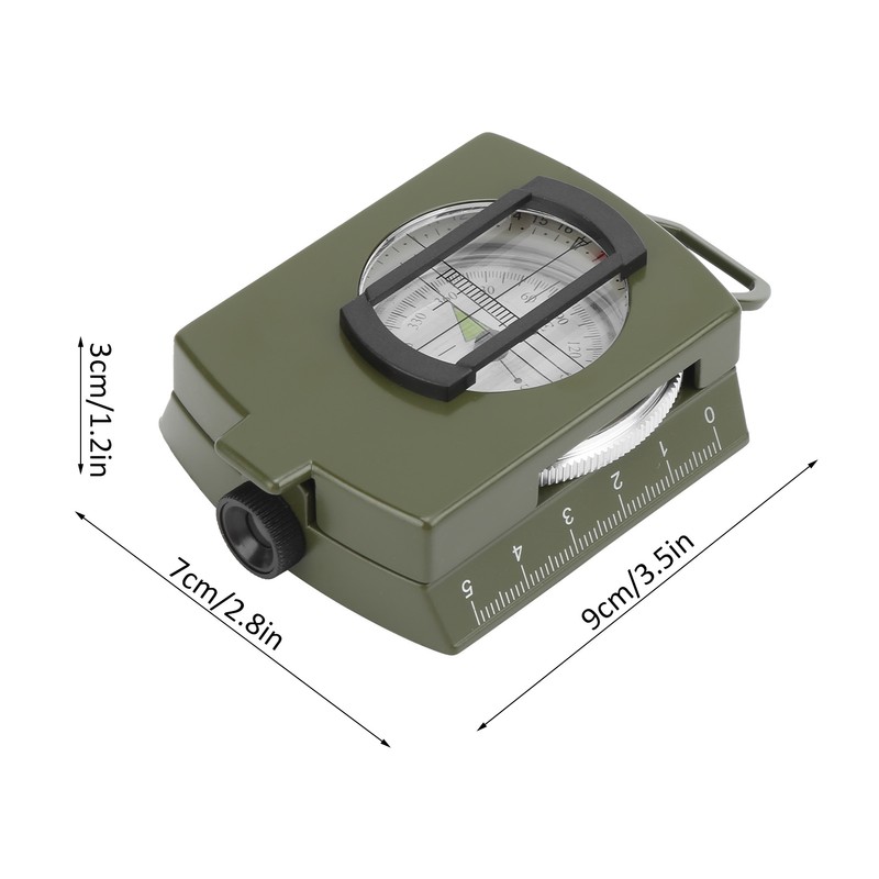 DC60‑2A Aluminium Alloy Foldable Multifunctional Luminous Compass Outdoor SuppliesArmy Green